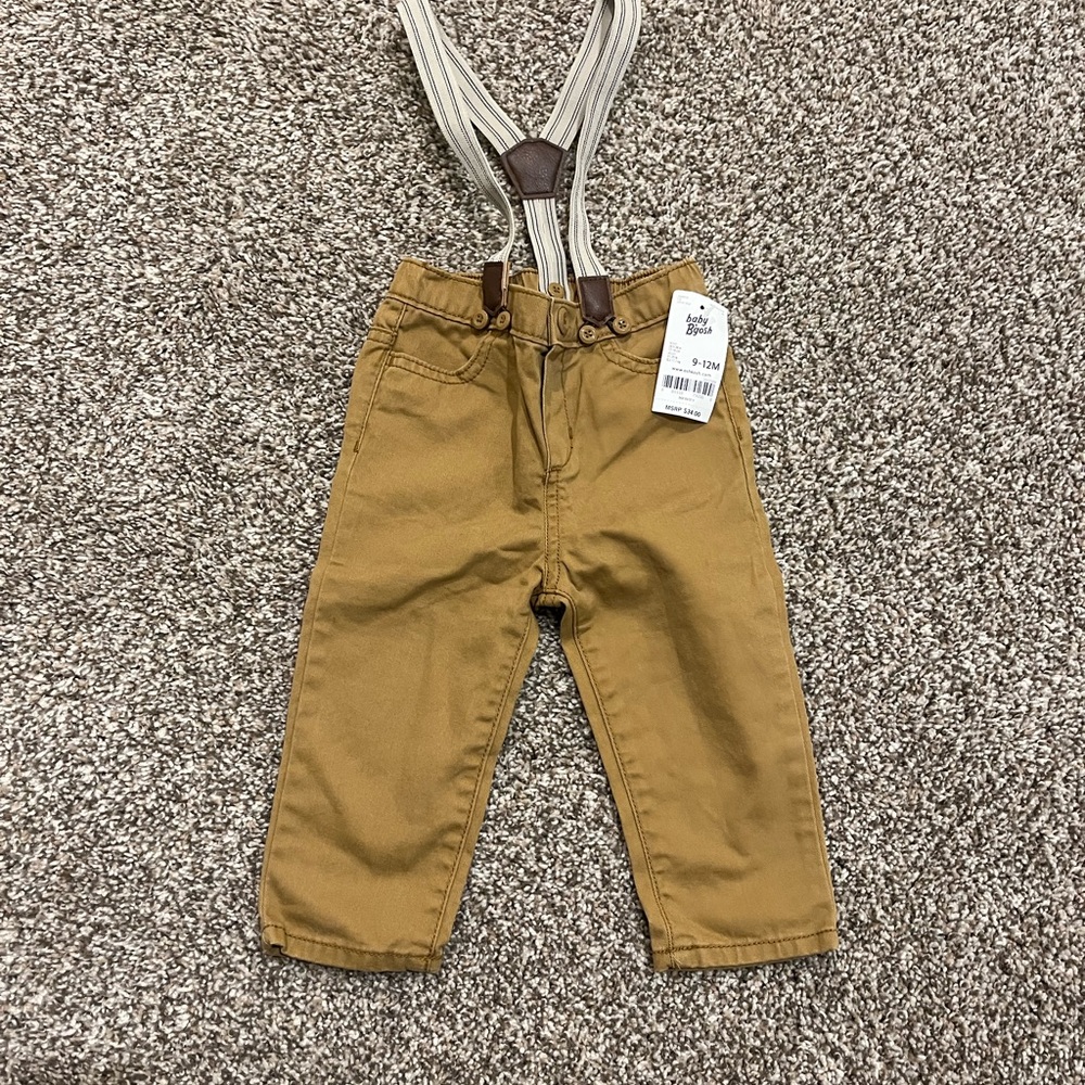 Baby B gosh khakis and suspenders 9-12 months